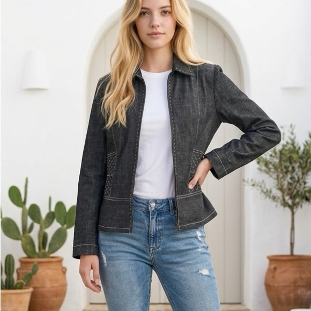 Ellen Tracy Dark Gray Jean Jacket